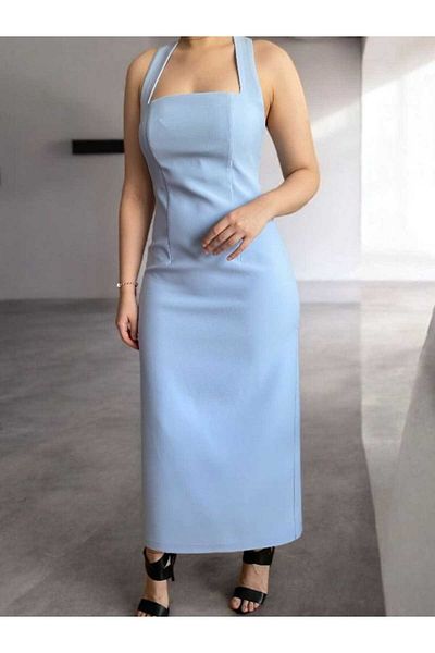 FK PYNAPPEL Halter Neck Slit Long Dress
