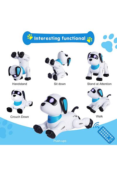 AWH RC Robot Dog Toy, Programmable Dancing Robot with LED Eyes, Interactive Pet for Kids