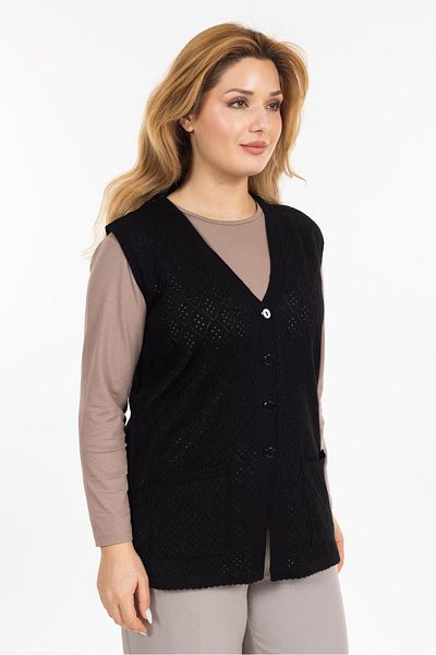 Mutlu City Women's Middle-Aged and Above Mercerized Pocket Buttoned Rolax Mother Vest 750