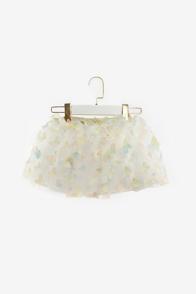 Le Mabelle Yellow Butterfly Appliqued Girl's Tulle Skirt - Pauline