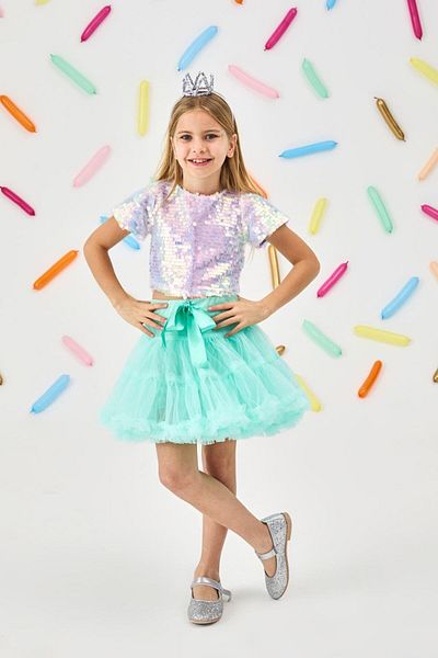 Le Mabelle Lilac Sequin Girl's Crop