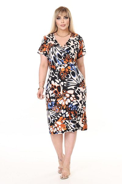modayız Double Breasted Collar Summer Plus Size Dress 6B-2649