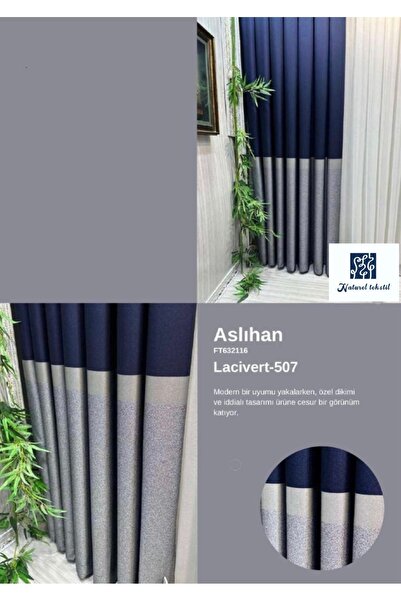 NATUREL Aslıhan lacivert fon perde