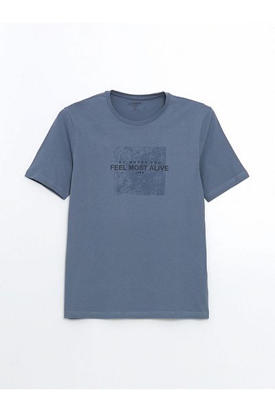 LC Waikiki Ανδρικό μπλουζάκι LCW Crew Neck με εμπριμέ χτενισμένο βαμβάκι