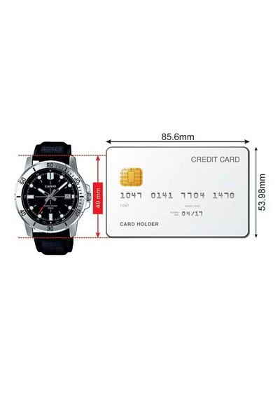 Casio Casio Men's Analog-Digital Leather Strap Watch MTP-VD01L-1EVUDF - 45 mm - Black