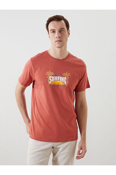 LC Waikiki Νέα σεζόν Crew Neck κοντομάνικο εμπριμέ χτενισμένο βαμβακερό ανδρικό Tisort - S5K433Z8