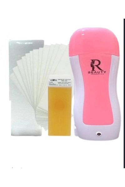 Beauty Star Hair removal kit consisting of a professional wax heater with a beeswax cartridge and 100 wax removal papers.