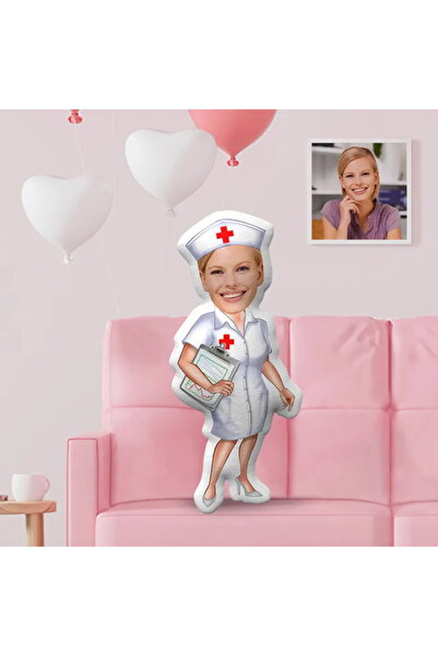 Hediyefoni Kişiye Özel Hemşire Şekilli Yastık