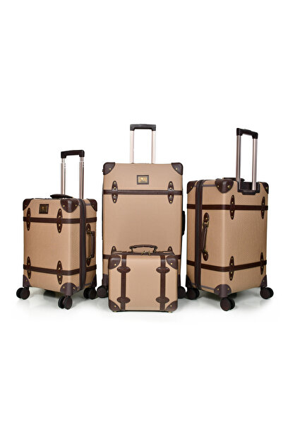 MORANO Morano Classic Leather 4 Piece Luggage Set Navy Blue 28''24''20''14'' ...