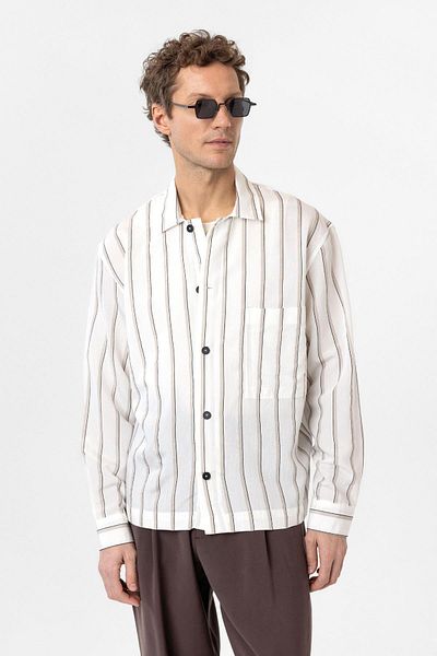 Antioch White Relax Fit Striped Men's Shirt