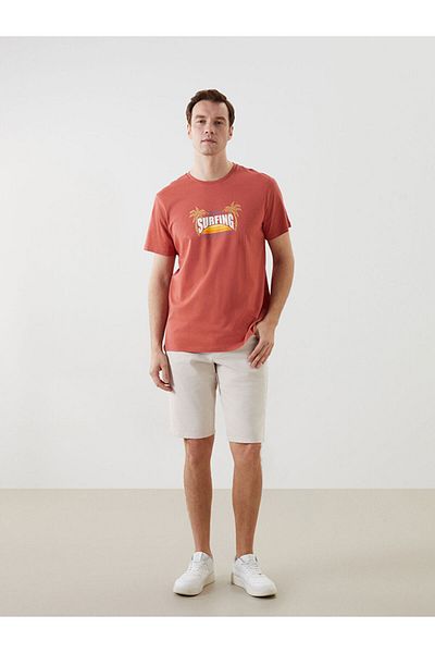 LC Waikiki Νέα σεζόν Crew Neck κοντομάνικο εμπριμέ χτενισμένο βαμβακερό ανδρικό Tisort - S5K433Z8