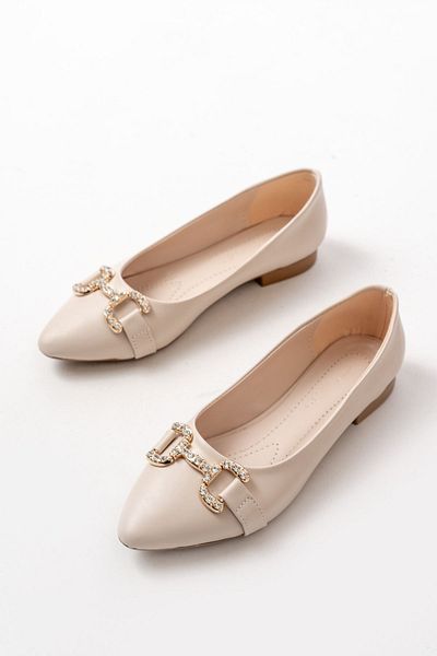 Moda Asmira Inf-133 Skin Stone Buckle Daily Women's Ballerinas