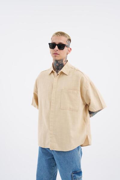 Machinist Cămașă pentru bărbați Hidden Fly bej deschis