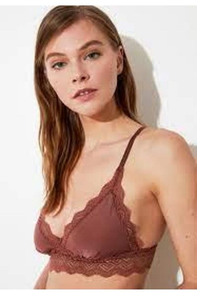 DEEP SECRET Brown Low-Cut Lace Detailed Micro Bralet Ds 200475 Br
