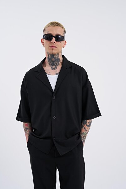 Machinist Cămașă neagră cu dungi pentru bărbați