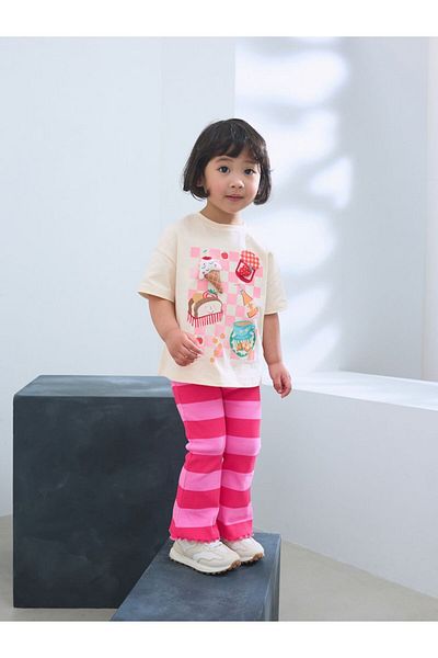 Next Baby Cotton Pink Picnic Character 3D Short Sleeve Leggings Top and Bottom Set