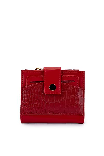 minebag Women's Red Faux Leather Wallet Mn105