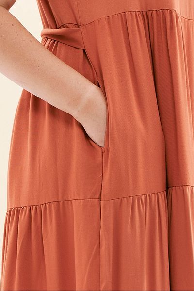 EVEN plus size Orange Viscose Plus Size Dress