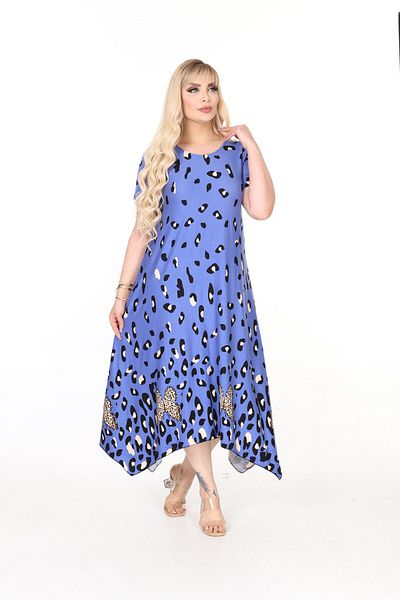 mami butik Plus Size Asymmetrical Skirt Short Sleeve Viscose Combed Cotton Dress