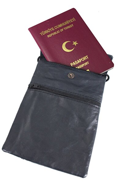 Metropolitan Suport pentru pașaport din piele naturală cu cureaua pentru gât ...