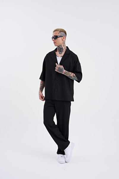 Machinist Cămașă neagră cu dungi pentru bărbați