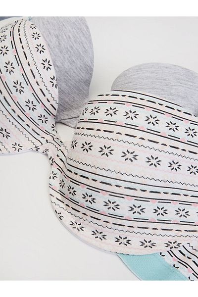 DEEP SECRET Koton Snow Pattern-grey-patterned Elastic T-shirt Bra 2-pack Ds132-2su