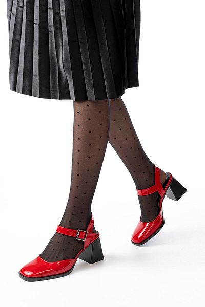 İNFON İnfon İnf-40450 Red Patent Leather Daily Open Back Heeled Shoes