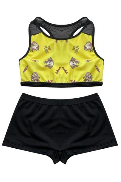 DEEP BEACH Girl's Unicorn Pattern Yellow-black Bikini Set Db200529cm