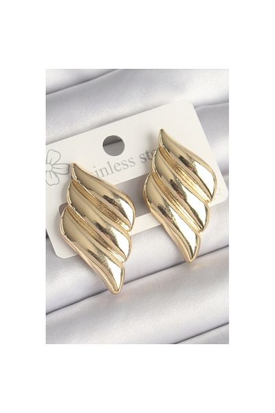 Skygo Brass Gold Color 3 Row Wavy Model Women's Earrings - Tj-Bkp10250
