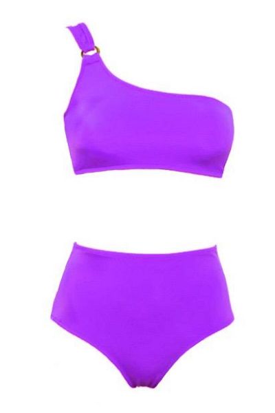 DEEP BEACH Buckle Bikini Top High Waist Bottom Set Db200564bt