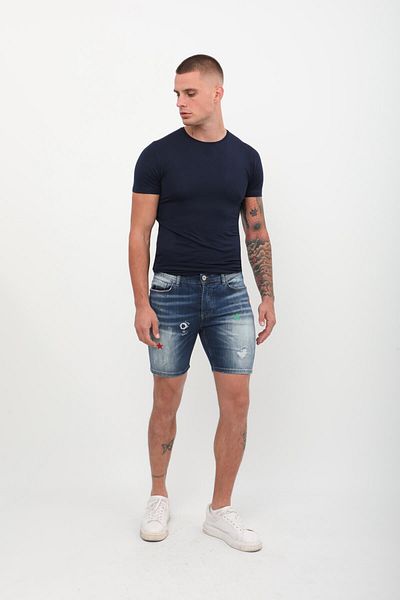 Bluewhite Ανδρικό σορτς Jean - Σκούρο Μπλε, Patch Λεπτομέρεια