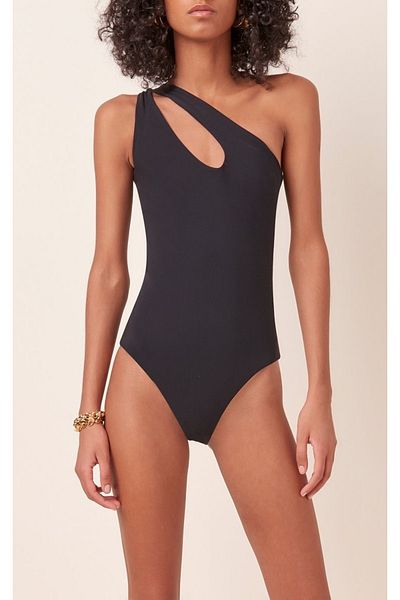 DEEP BEACH Black Back And Single Shoulder Window Swimsuit Db200517m