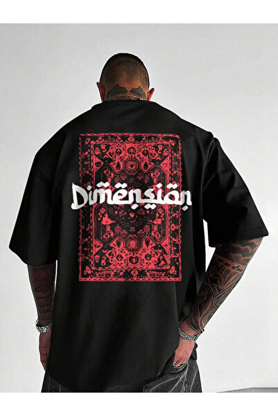 Revasser Unisex Erkek/Kadın Dimension Renkli Özel Baskılı Oversize Pamuklu Bisiklet Yaka T-Shirt Tişört