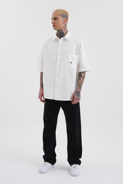 Machinist Чоловіча біла сорочка Oversize з вишивкою Hope Slogan