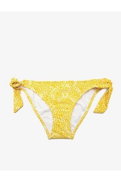 DEEP BEACH Yellow Patterned Side Tie Bikini Bottom