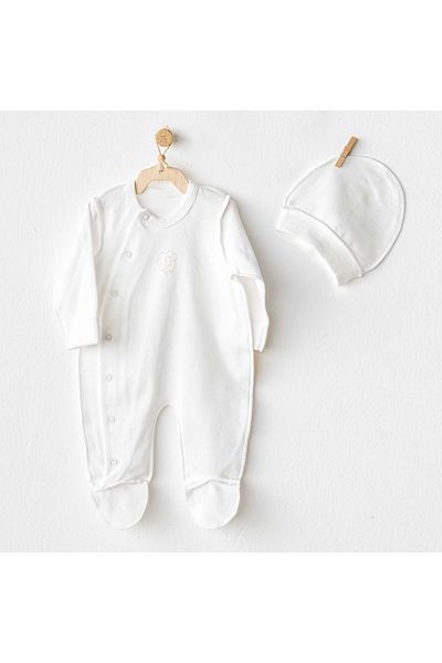 andywawa Baby Jumpsuit Set Organic Premature Line Ecru Romper Set