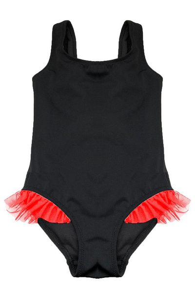 DEEP BEACH Black Red Frill Detailed Girl's Swimsuit Db200618cm