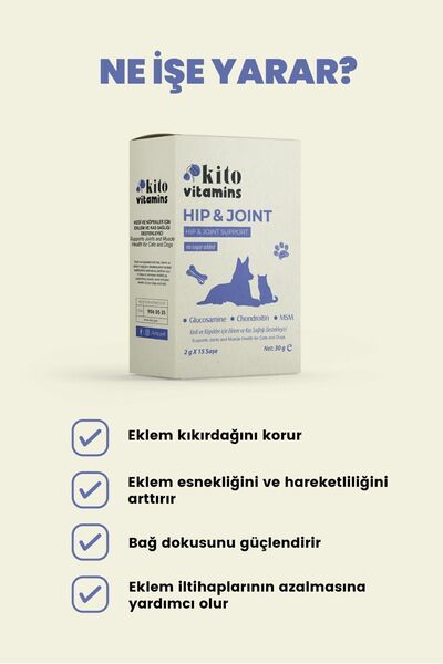 kito Hip&joint Kedi Ve Köpekler Için Eklem Ve Kas Sağlığı Destekleyici (GLUKOZAMİN KONDROİTİN) 2gx15 Saşe
