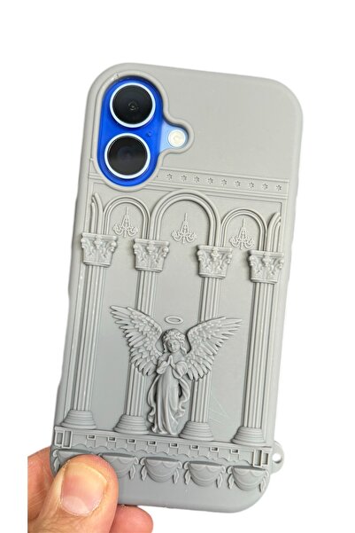 darkpower iPhone 16 Silikon 3D Sevimli Melek Heykeli Retro Desen Darbeye Daya...