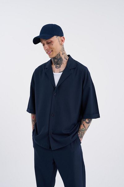 Machinist Men's Striped Navy Blue Shirt