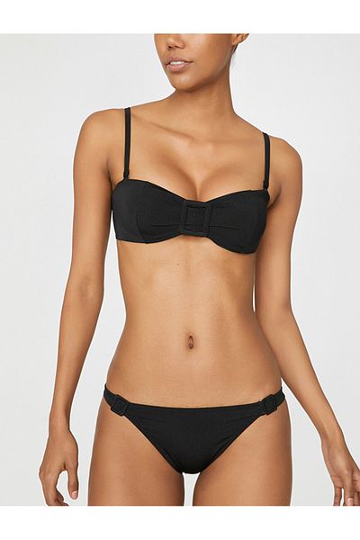 DEEP BEACH Black Square Buckle Bikini Top Db20050bu