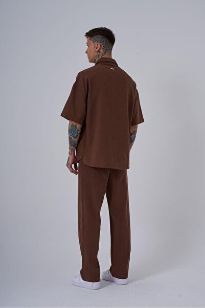 Machinist Erkek Hidden Fly Kahverengi Gömlek