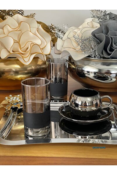 P&ORA PREMIUM KITCHEN PRODUCTS مجموعة من 6 أكواب مياه باللون الأسود المدخن والقهوة والمشروبات الغازية ومهر وهدايا فاخرة