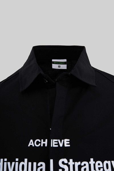 Machinist Men's Printed and Patched Black Shirt