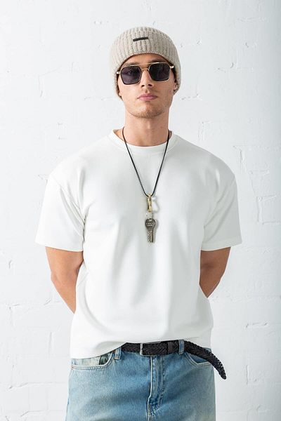 ablukaonline Ανδρικό T-Shirt - Λευκό με υφή και άνετο