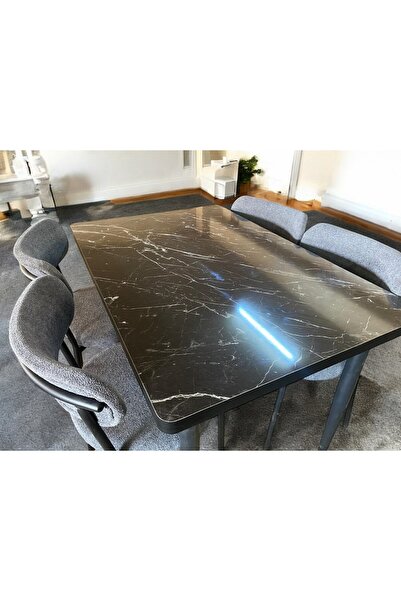 MASBA 80*120 YEMEK MASASI 4 KİŞİLİK MUTFAK MASASI TEDDY SANDALYE METAL AYAK