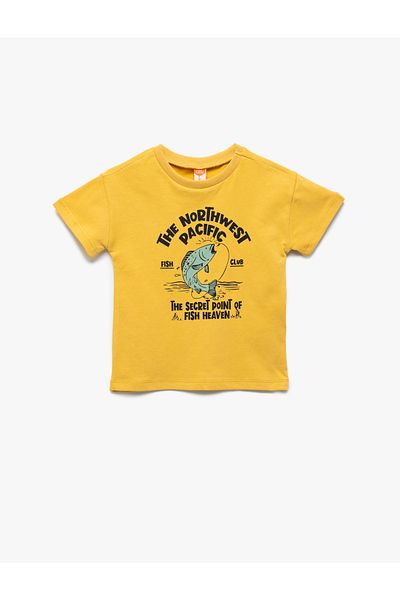 Koton Crew Neck Short Sleeve Cotton Printed T-Shirt