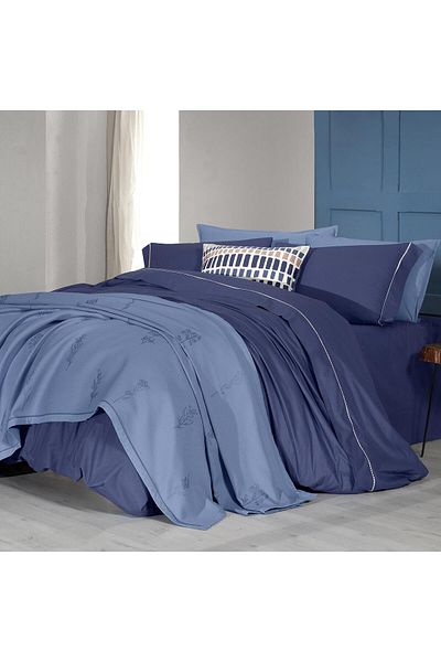 Sarev Eva Eldon Blue Double 100% Cotton Duvet Cover and Pike Set