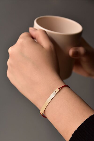 Papatya Silver 925 Ayar Gümüş Altın Kaplama Yıldız Figürlü Plaka Kadın Bileklik