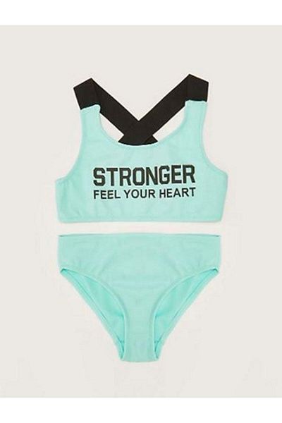 DEEP BEACH Text Printed Girl's Bikini Set Db200773bt